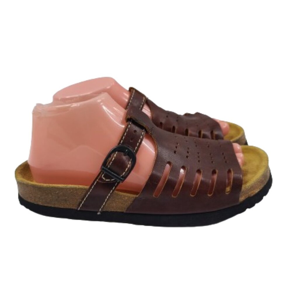 Unbranded Women's Brown Open Toe Leather Slip-On Fisherman Sandal Size 9